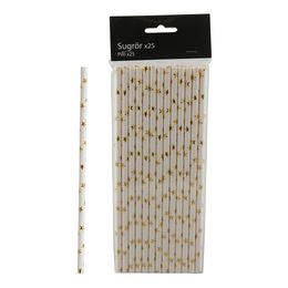 Papperssugrör Vita med Guldstjärnor