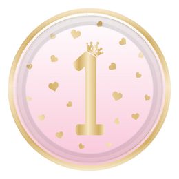 Pahvilautaset 1st Birthday Pinkki