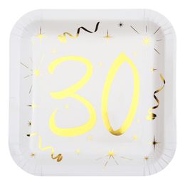 Papperstallrikar 30 Vit/Guld