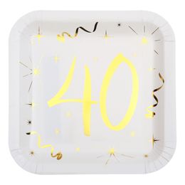 Papperstallrikar 40 Vit/Guld