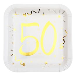 Papperstallrikar 50 Vit/Guld