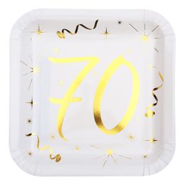 Papperstallrikar 70 Vit/Guld