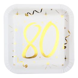 Papperstallrikar 80 Vit/Guld