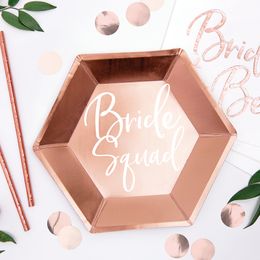 Lysbildefremvisning - Paptallerkener Bride Squad Rosaguld