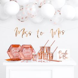 Lysbildefremvisning - Paptallerkener Bride Squad Rosaguld