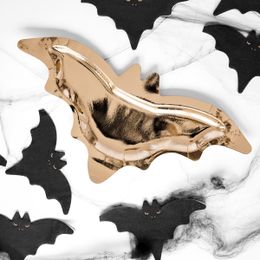 Bildspel - Papperstallrikar Fladdermus Guld Metallic