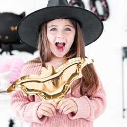 Bildspel - Papperstallrikar Fladdermus Guld Metallic