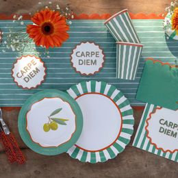 Bildspel - Papperstallrikar Grön/Orange