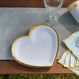 Diaesitys - Pahvilautaset Sydän Vaaleansininen/Kulta