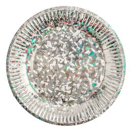 Papperstallrikar Hologram Silver