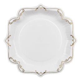 Papperstallrikar Ornament Guld/Vit