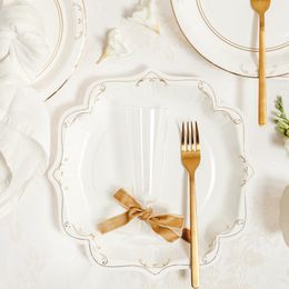 Bildspel - Papperstallrikar Ornament Guld/Vit