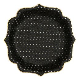 Papperstallrikar Prickig Svart/Guld