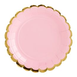 Pahvilautaset Pyöreä Vaaleanpunainen/Kulta