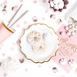 Bildspel - Pappersassietter Rund Vit/Guld