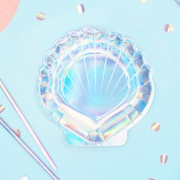 Lysbildefremvisning - Paptallerken Muslingeskal Regnbuefluorescerende