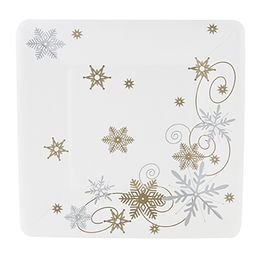 Bildspel - Papperstallrikar Snowflakes Guld/Silver