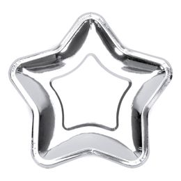Papperstallrikar Stjärna Silver Metallic