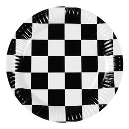 Papperstallrikar Svart/Vit Rutiga