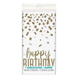 Lysbildefremvisning - Plastdug Happy Birthday Guld