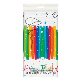 Lysbildefremvisning - Plastdug Happy Birthday Regnbue