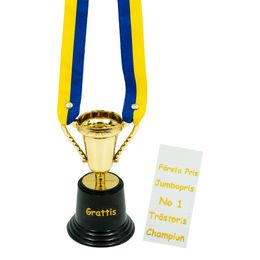 Bildspel - Minipokal Guld med Sverigeband