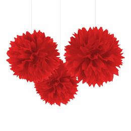 Pom Pom Røde Hengende Dekorasjon