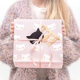 Bildspel - Presentpapper Katter Pastellrosa