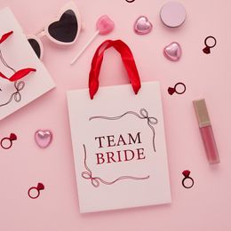 Bildspel - Presentpåsar Team Bride Rosa Rosett