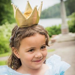 Lysbildefremvisning - Prinsessekrone Guld med Perler Børn