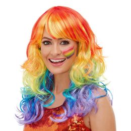 Regnbågsfärgad Lång Peruk