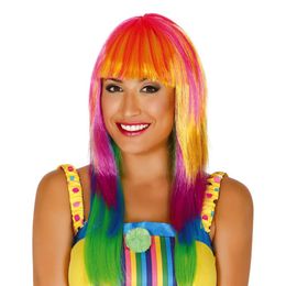 Regnbuefarvet Paryk med Pandehår