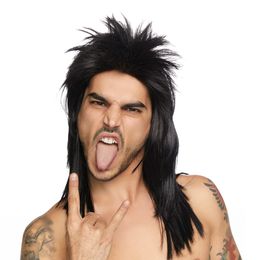 Bildspel - Rock Star Svart Deluxe Peruk