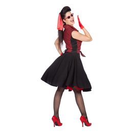 Bildspel - Svart/Röd Rockabilly Klänning Maskeraddräkt