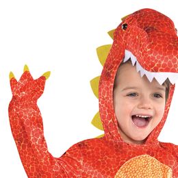 Bildspel - Röd Dinosaurie Barn Maskeraddräkt