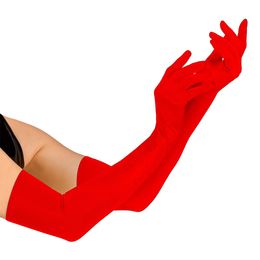 Röda Satinhandskar Extra Långa