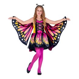 Lyserød/Gul Sommerfugl Børnekostume