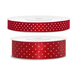 Satinband Prickig/Röd