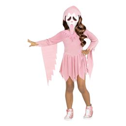 Lysbildefremvisning - Scream Ghost Face Lyserød Børnekostume