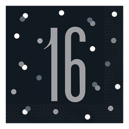 Servietter 16 Svart Prikkete