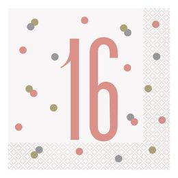 Servietter 16 Hvit/Roségull