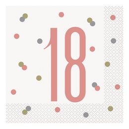 Servetter 18 Vit/Roséguld Prickig