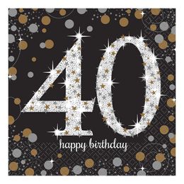 Servietter 40 Sølv/Guld Glitter