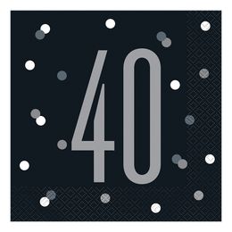Servetter 40 Svart Prickig