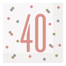 Servetter 40 Vit/Roséguld
