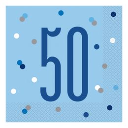 Servetter 50 Ljusblå Prickig