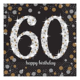 Servietter 60 Sølv/Gull Glitter