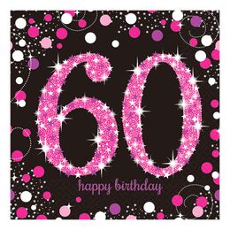 Servetter 60 Svart/Rosa Glitter