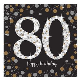 Servietter 80 Sølv/Gull Glitter