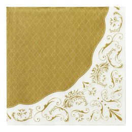Servetter Damask Guld/Vit